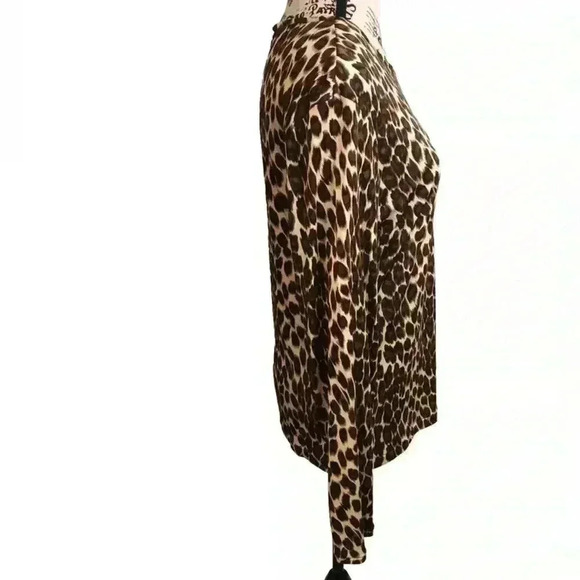 Neiman Marcus Exclusive Women’s large 100% Silk Brown Leopard Print Blouse L/S - Picture 3 of 4